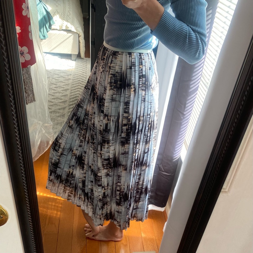 Banana Republic Blue and Black A-Line Pleated Skirt